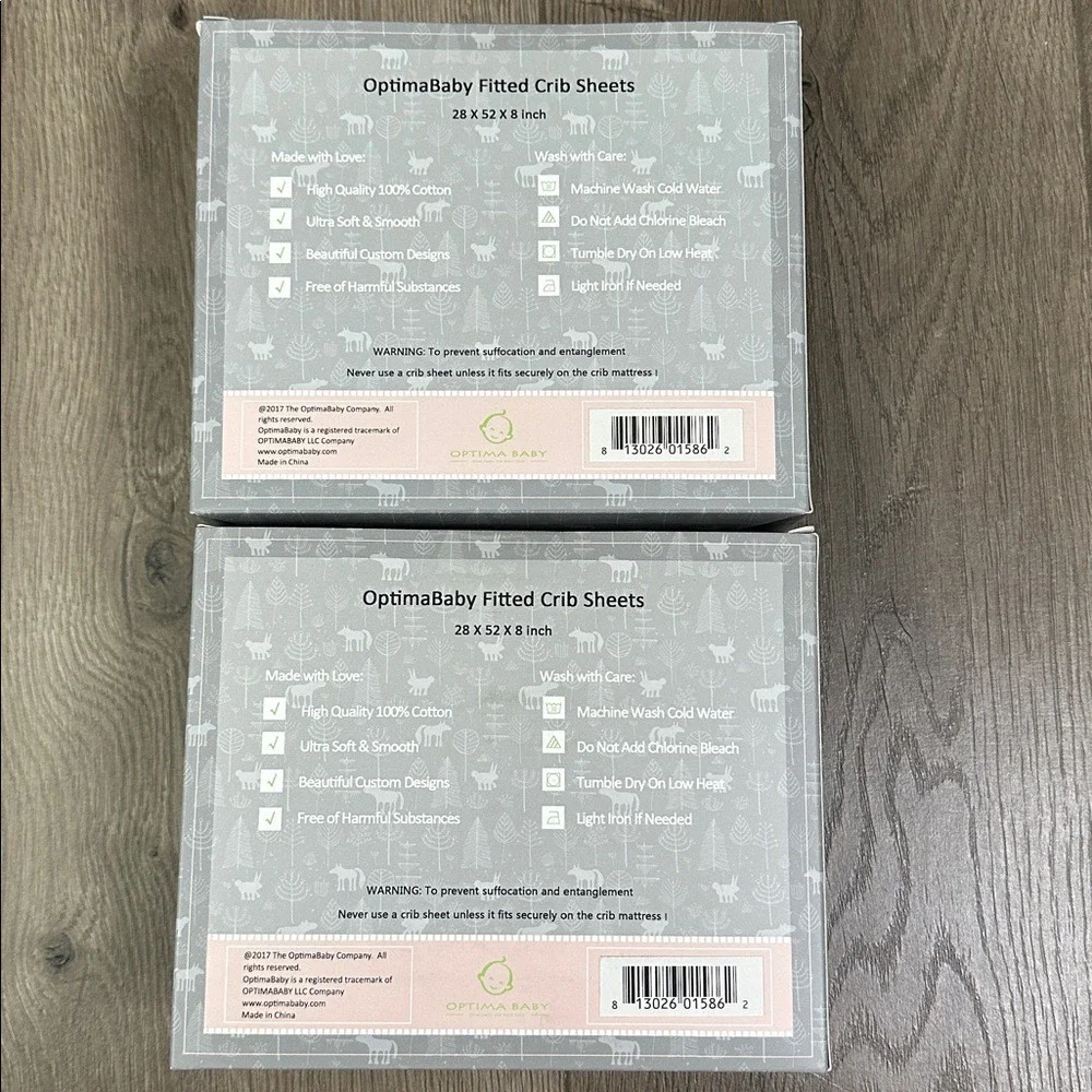 Two Optima Baby‎ 2 Pack Fitted Soft Cotton Fitted Crib Sheets Green White